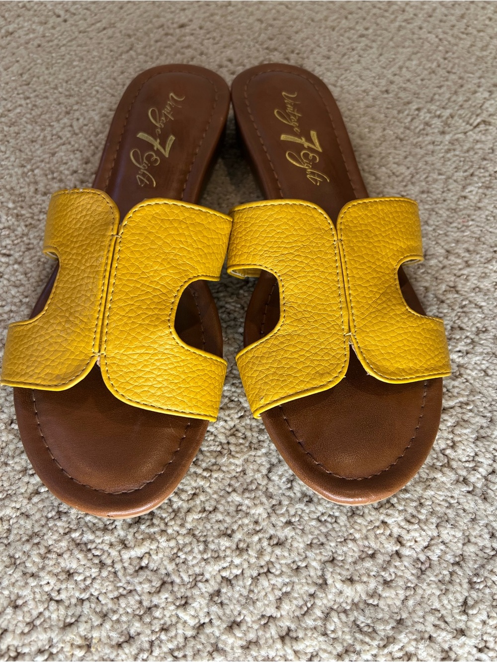 Yellow Slide Sandals with Textured Upper for Women